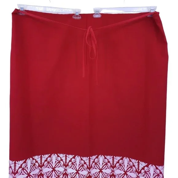 VTG 80s Red Hawaiian Puff Sleeve Square Neck Blouse Wrap Skirt Set Plus Size 5X - Picture 11 of 11